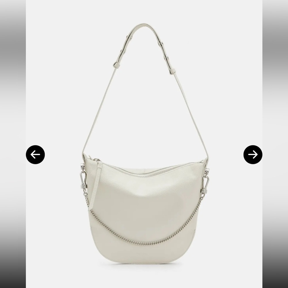 All Saints White Leather Shoulder Bag
